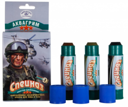 СПЕЦНАЗ, аквагрим камуфляжный, набор 3 цв. 45 г (коричневый, хаки, чёрный)