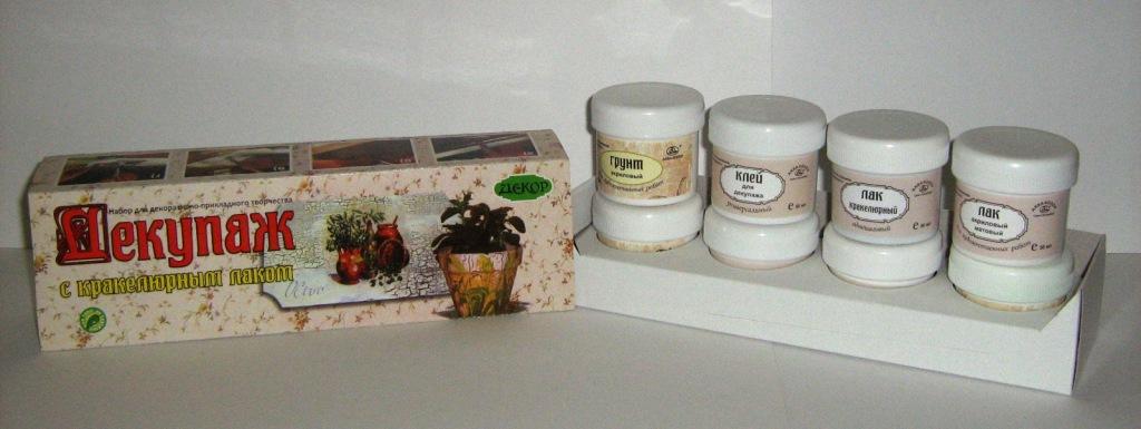 Набор Декупаж с кракелюрным лаком 200 мл